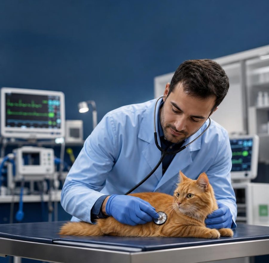 Médica veterinária avaliando paciente durante atendimento